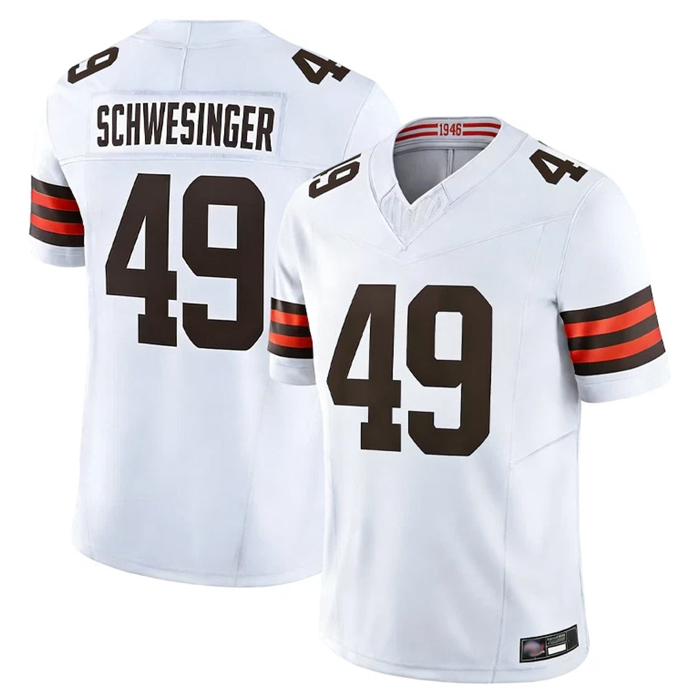 C.Browns #49 Carson Schwesinger Player White Vapor F.U.S.E. Limited Home Game Edoa Stitched Jerseys