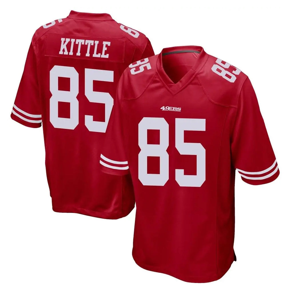 SF.49ers #85 George Kittle Player Red Home Game Edoa Stitched Jerseys