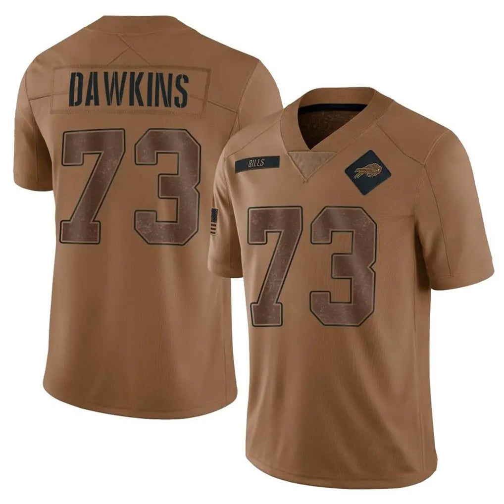 B.Bills #73 Dion Dawkins Player Brown Salute To Service Limited Edoa Stitched Jerseys