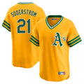 Athletics #21 Tyler Soderstrom Player Gold Cooperstown Collection T-shirt Game Edoa Stitched Jerseys