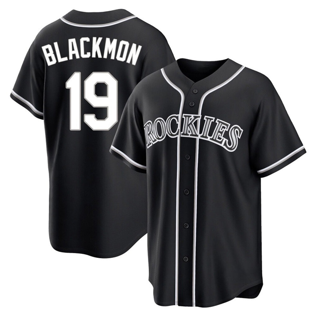 C.Rockies #19 Charlie Blackmon Player Black Fashion Out Home Game Edoa Stitched Jerseys