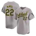 Athletics #22 Jeff McNeil Player Gray Road Limited Home Game Edoa Stitched Jerseys