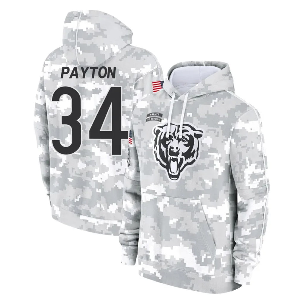 C.Bears #34 Walter Payton Player Arctic Camo Salute to Service Pullover Hoodies Limited Edoa Stitched Jerseys