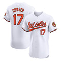 B.Orioles #17 Colton Cowser Player White Limited Elite Home Game Edoa Stitched Jerseys