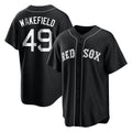 B.Red Sox #49 Tim Wakefield Player Black Home Game Edoa Stitched Jerseys