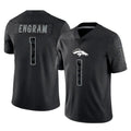 D.Broncos #1 Evan Engram Player Black Reflective Limited Edoa Stitched Jerseys