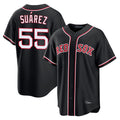 B.Red Sox #55 Ranger Su¨¢rez Player Black Out Home Game Edoa Stitched Jerseys