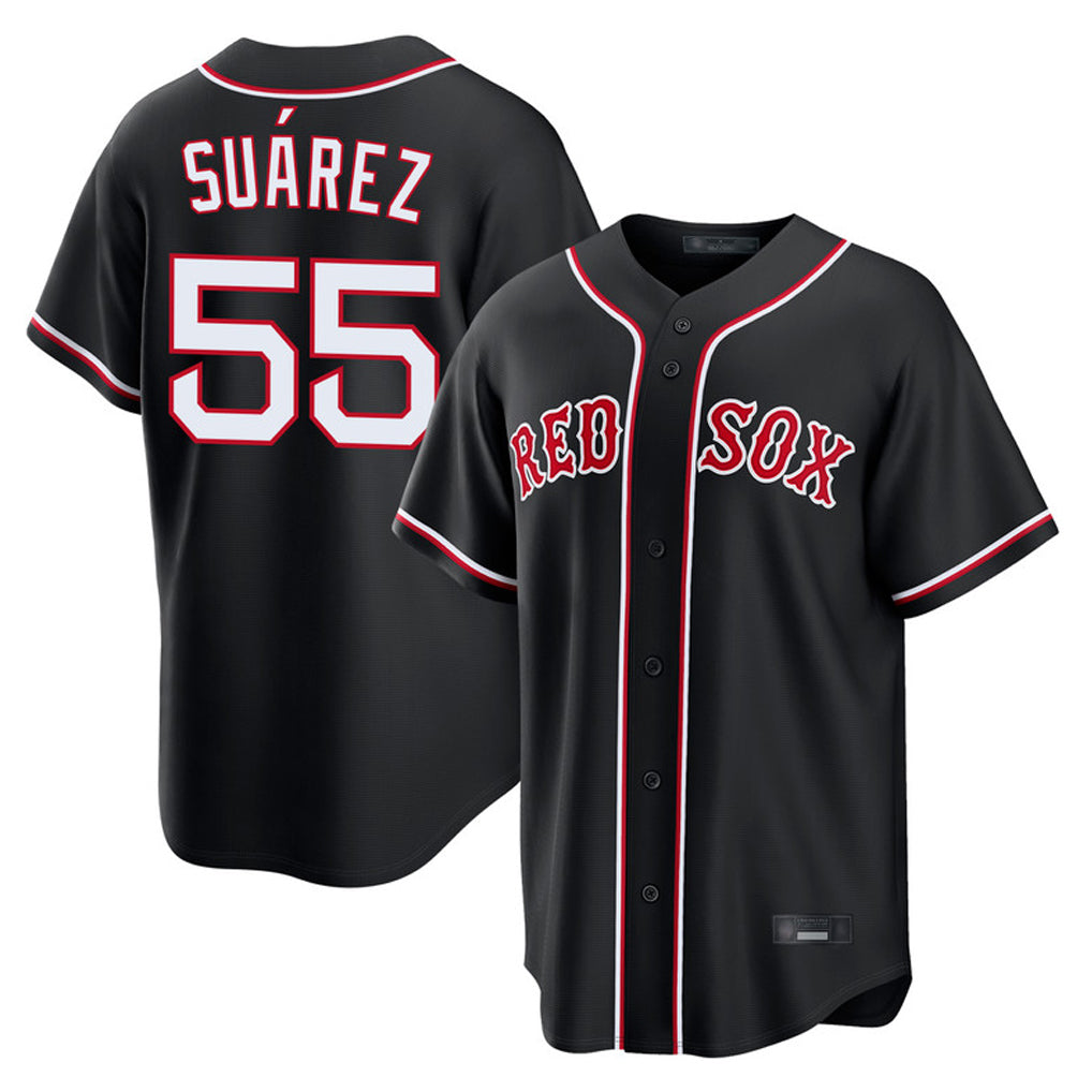 B.Red Sox #55 Ranger Su¨¢rez Player Black Out Home Game Edoa Stitched Jerseys