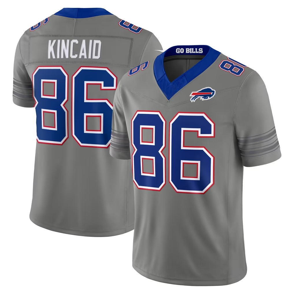 B.Bills #86 Dalton Kincaid Player Gray Limited Nickel City Home Game Edoa Stitched Jerseys