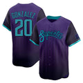 A.Diamondbacks #20 Luis Gonzalez Player Purple City Connect Limited Home Game Edoa Stitched Jerseys