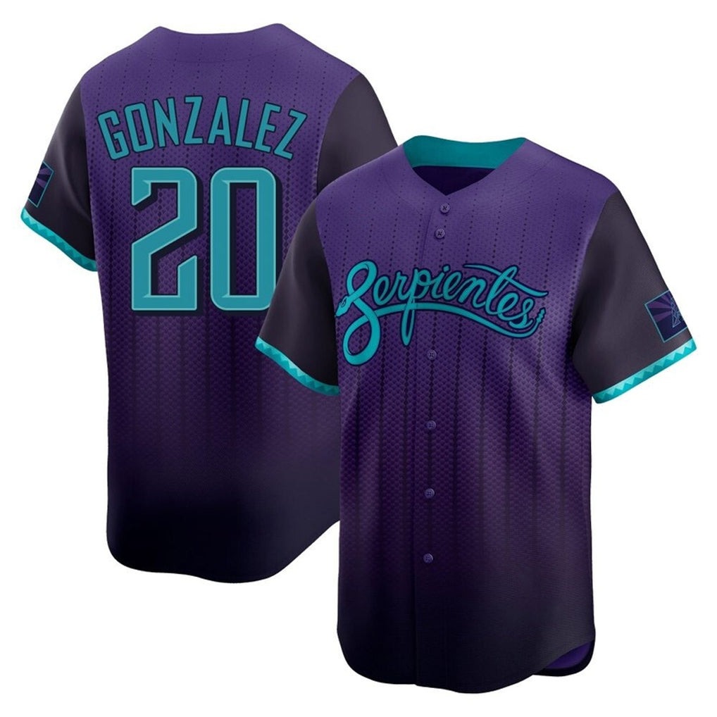 A.Diamondbacks #20 Luis Gonzalez Player Purple City Connect Limited Home Game Edoa Stitched Jerseys