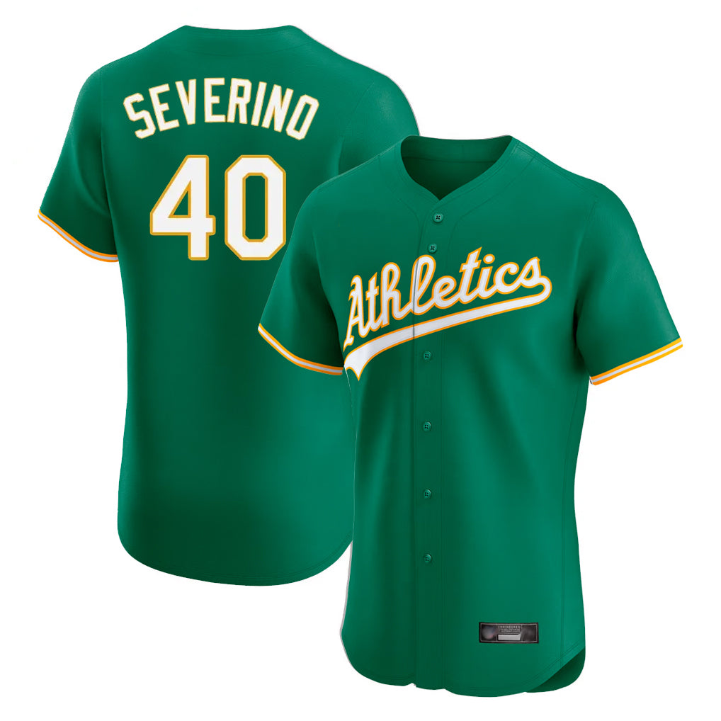Athletics #40 Luis Severino Player Kelly Green Limited Elite Home Game Edoa Stitched Jerseys