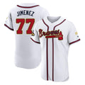 A.Braves #77 Joe Jimenez Player White Gold Limited Elite Home Game Edoa Stitched Jerseys