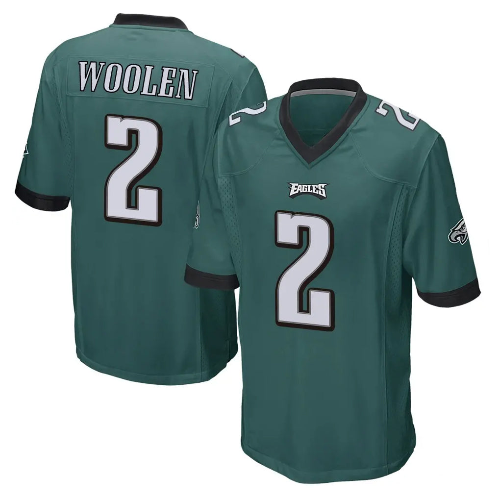 P.Eagles #2 Riq Woolen Player Team Color Green Home Game Edoa Stitched Jerseys