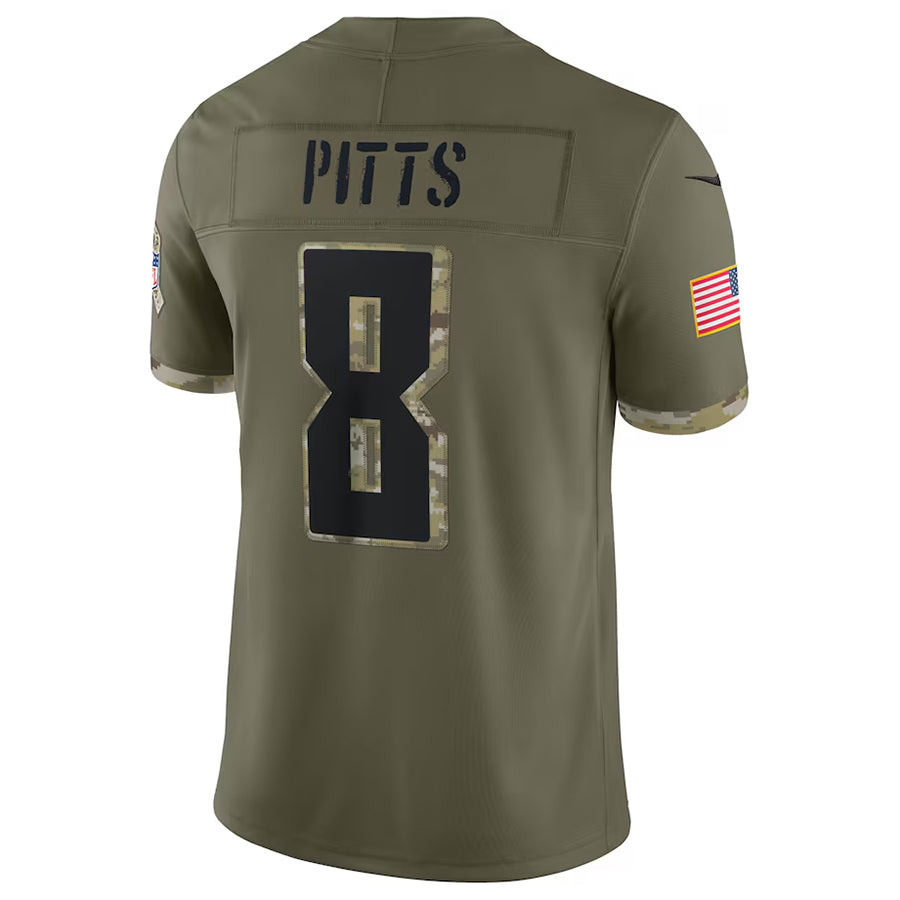 A.Falcons #8 Kyle Pitts Sr. Player Olive Salute To Service Limited Edoa Stitched Jerseys
