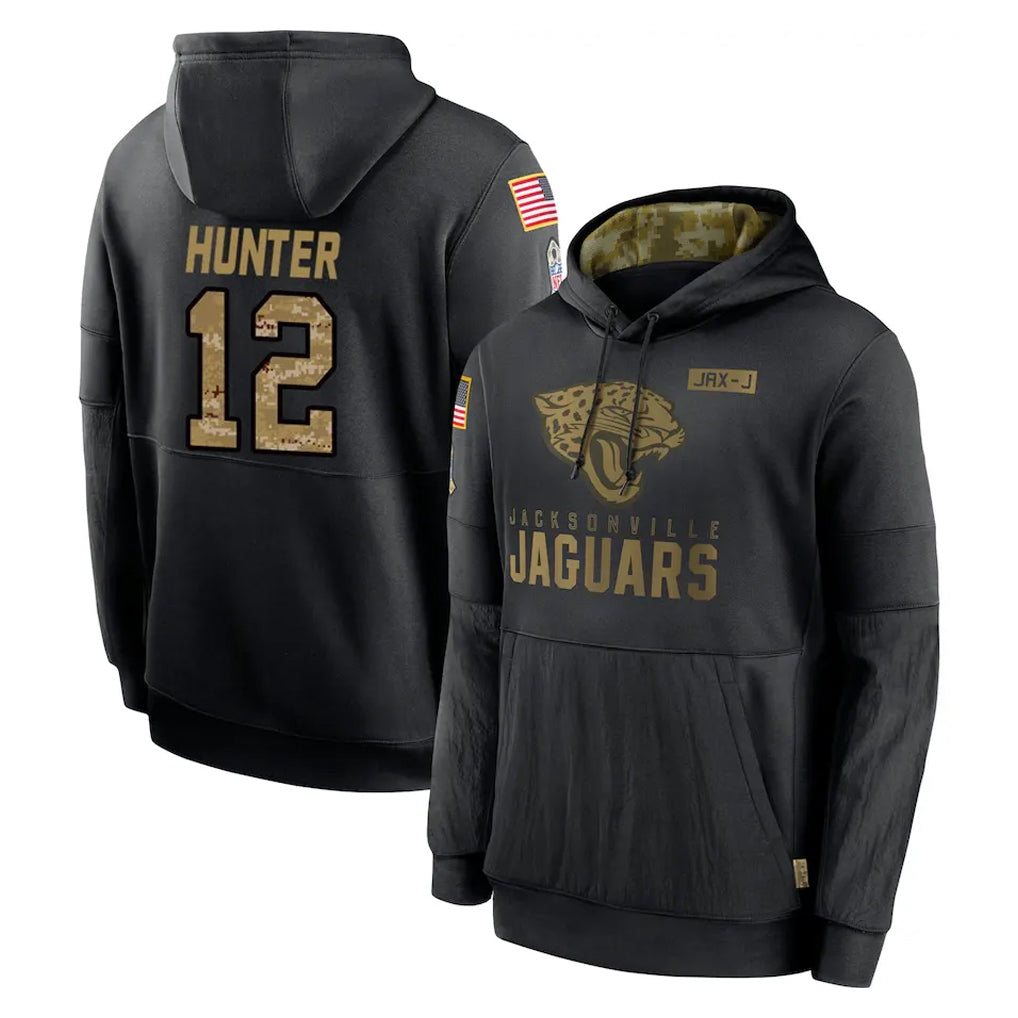 J.Jaguars #12 Travis Hunter Player Black Salute to Service Hoodies Limited Game Edoa Stitched Jerseys