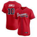 A.Braves #10 Chipper Jones Player Red Limited Elite Home Game Edoa Stitched Jerseys