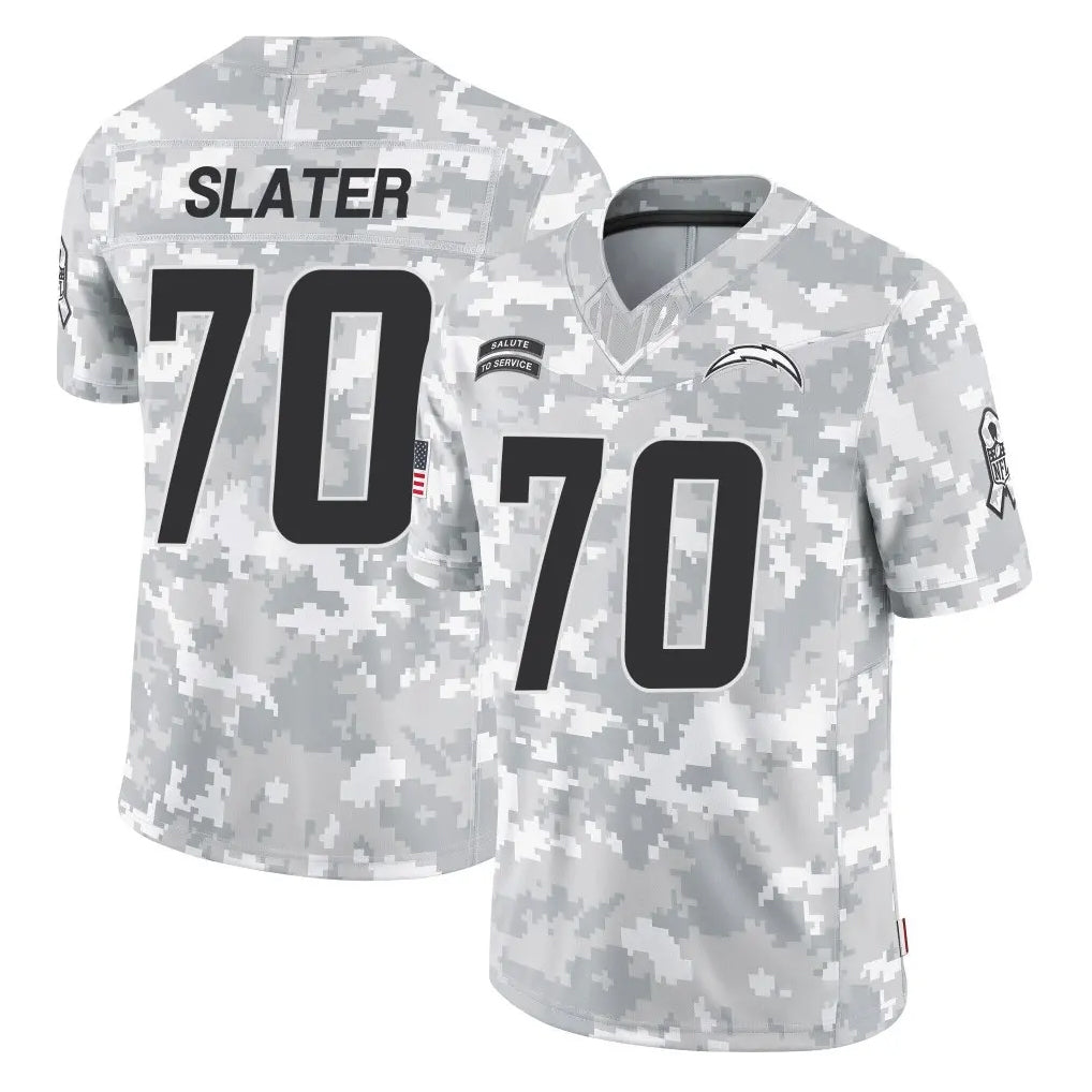 LA.Chargers #70 Rashawn Slater Player Arctic Camo Salute To Service Limited Game Edoa Stitched Jerseys