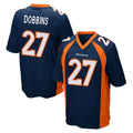 D.Broncos #27 J.K. Dobbins Player Navy Game Edoa Stitched Jerseys