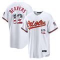 B.Orioles #12 Dylan Beavers Player White USA 250 Fourth of July Home Game Edoa Stitched Jerseys