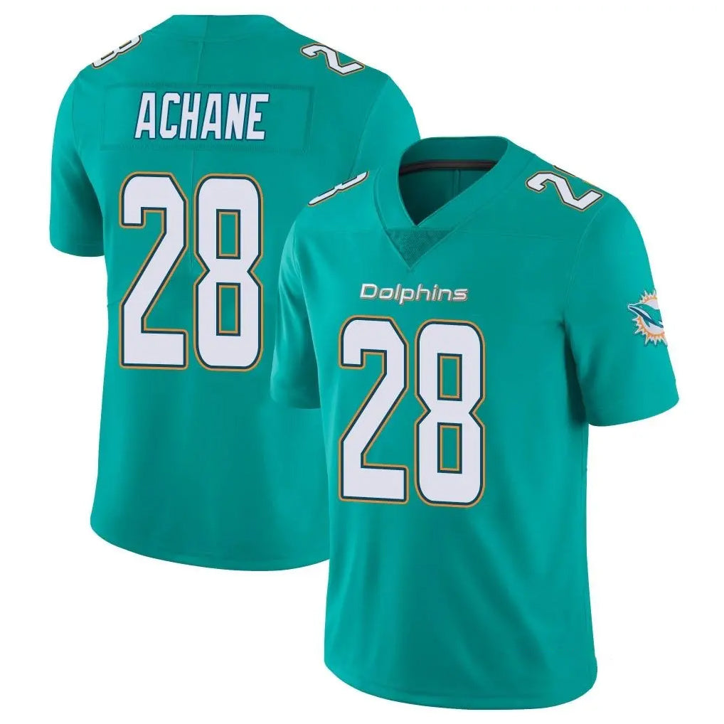 M.Dolphins #28 De'Von Achane Player Aqua Limited Vapor Untouchable Home Game Edoa Stitched Jerseys