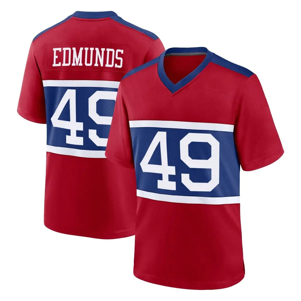 NY.Giants #49 Tremaine Edmunds Player Red Century Home Game Edoa Stitched Jerseys