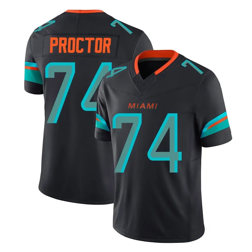 M.Dolphins #74 Kadyn Proctor Player Black Limited Pitch Rivalries Collection Home Game Edoa Stitched Jerseys