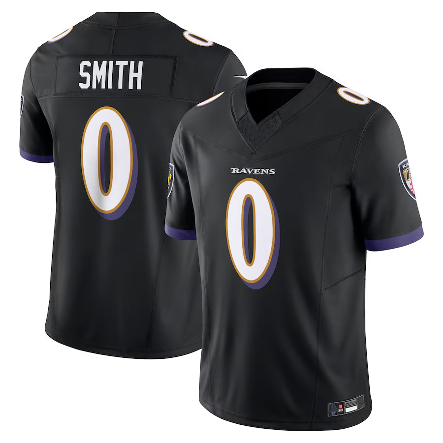 B.Ravens #0 Roquan Smith Player Black Vapor F.U.S.E. Limited Edoa Stitched Jerseys