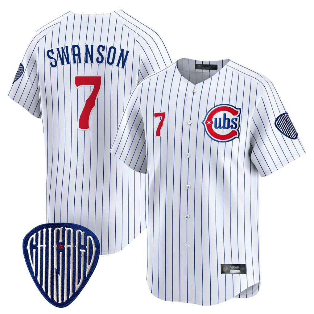 C.Cubs #7 Dansby Swanson Player White Pinstripe Vapor Premier Limited Home Edoa Stitched Jerseys