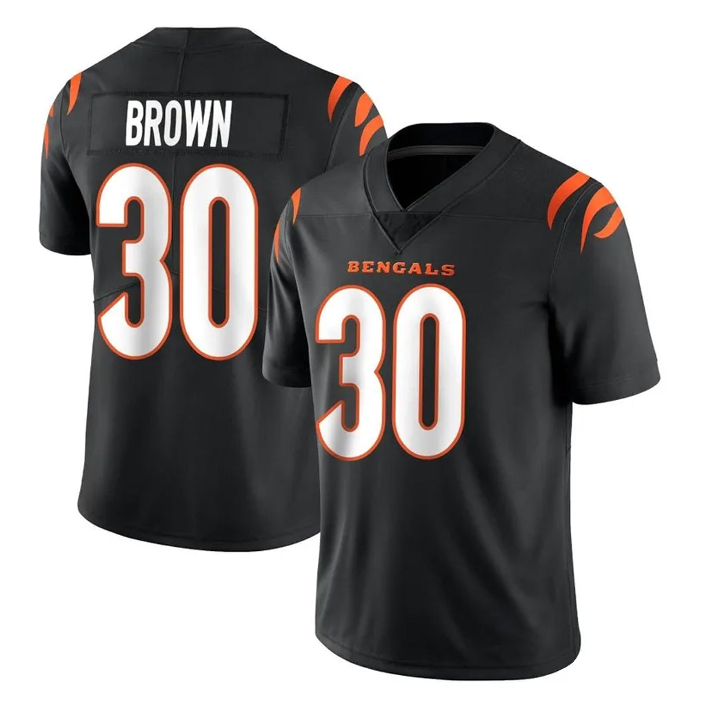 C.Bengals #30 Chase Brown Player Black Vapor Untouchable Limited Home Game Edoa Stitched Jerseys