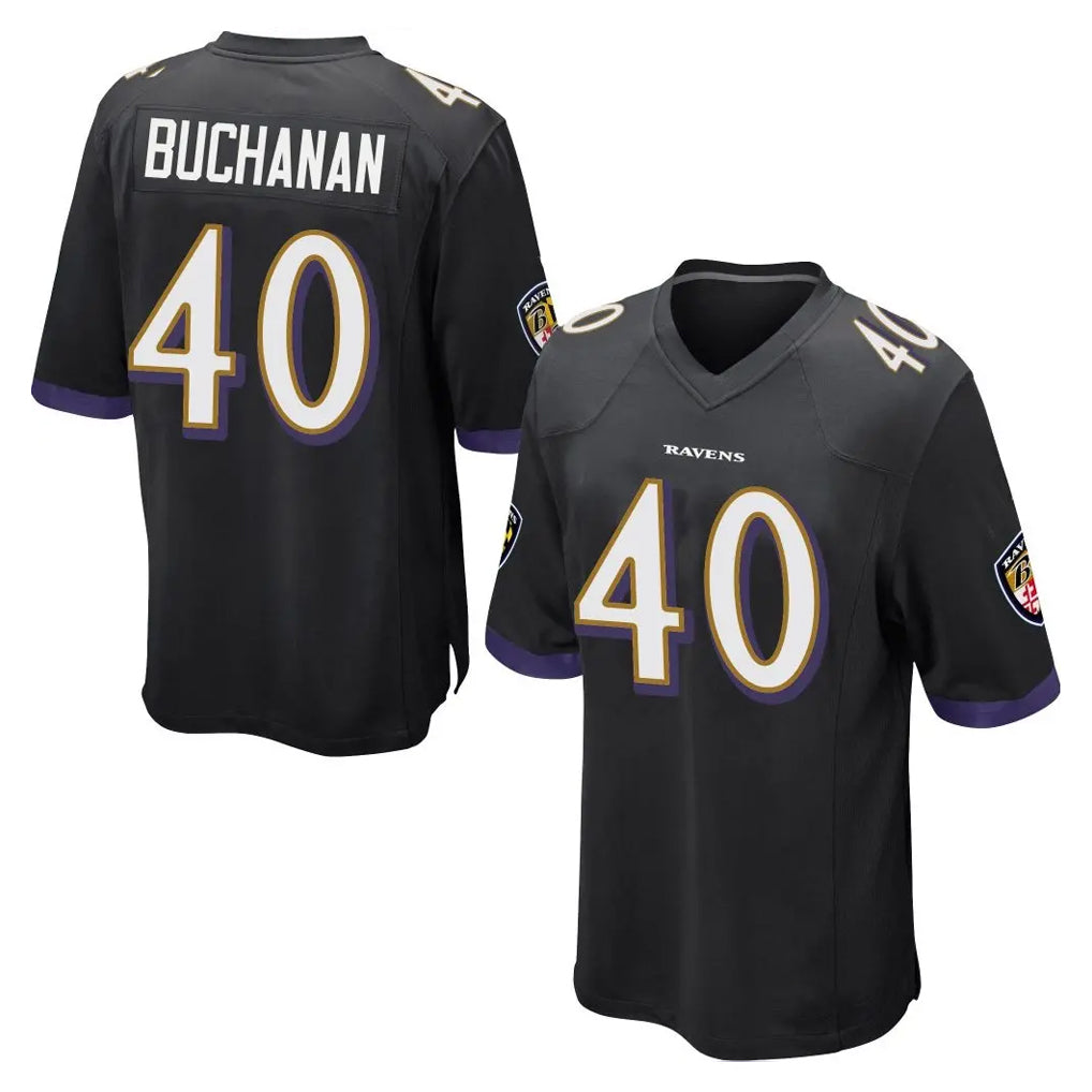 B.Ravens #40 Teddye Buchanan Player Black Home Game Edoa Stitched Jerseys