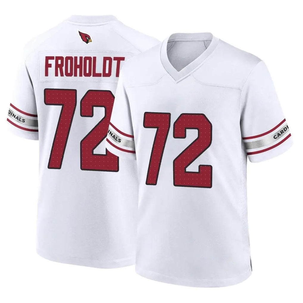 A.Cardinals #72 Hjalte Froholdt Player White Home Game Edoa Stitched Jerseys