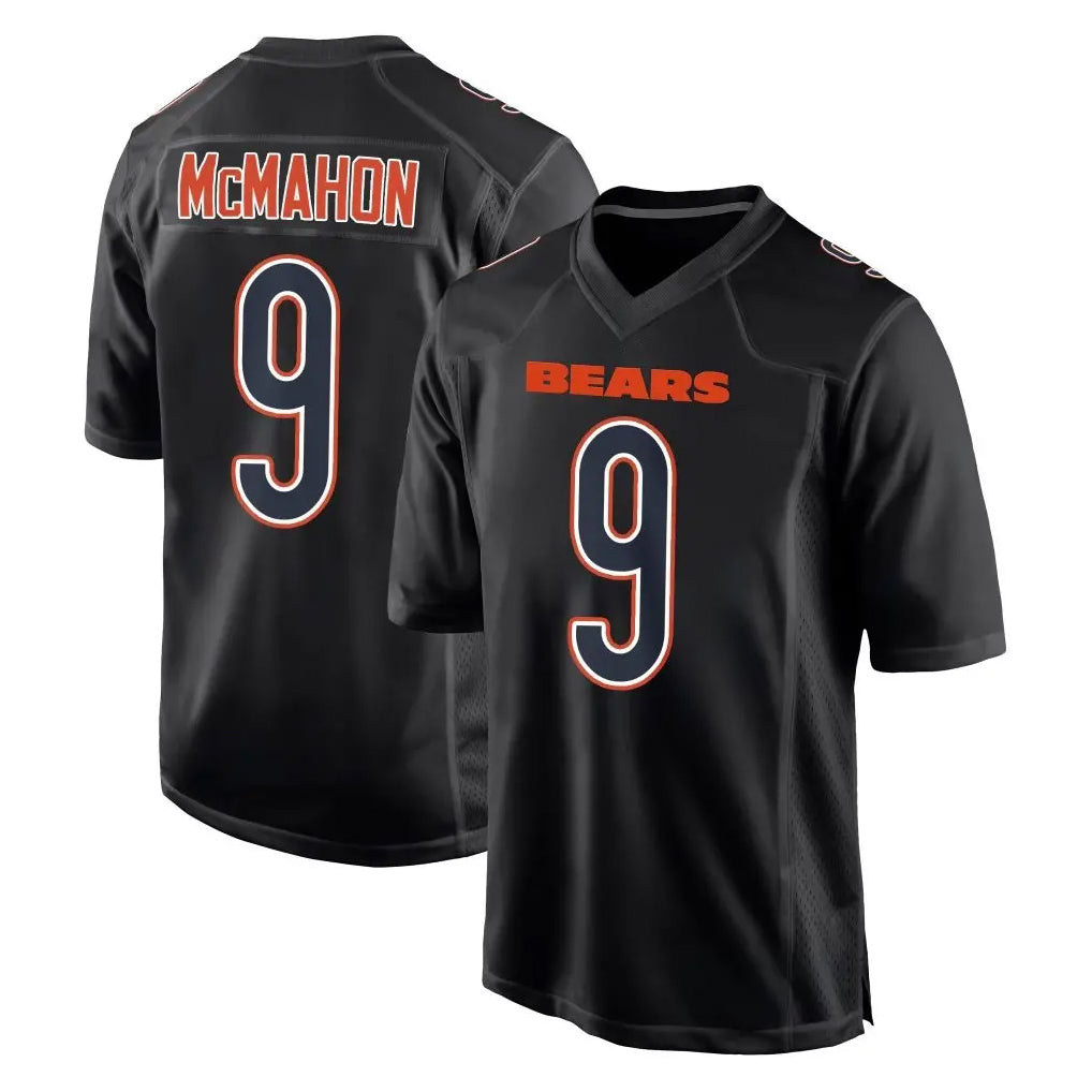 C.Bears #9 Jim McMahon Player Carbon Black Fashion Game Edoa Stitched Jerseys