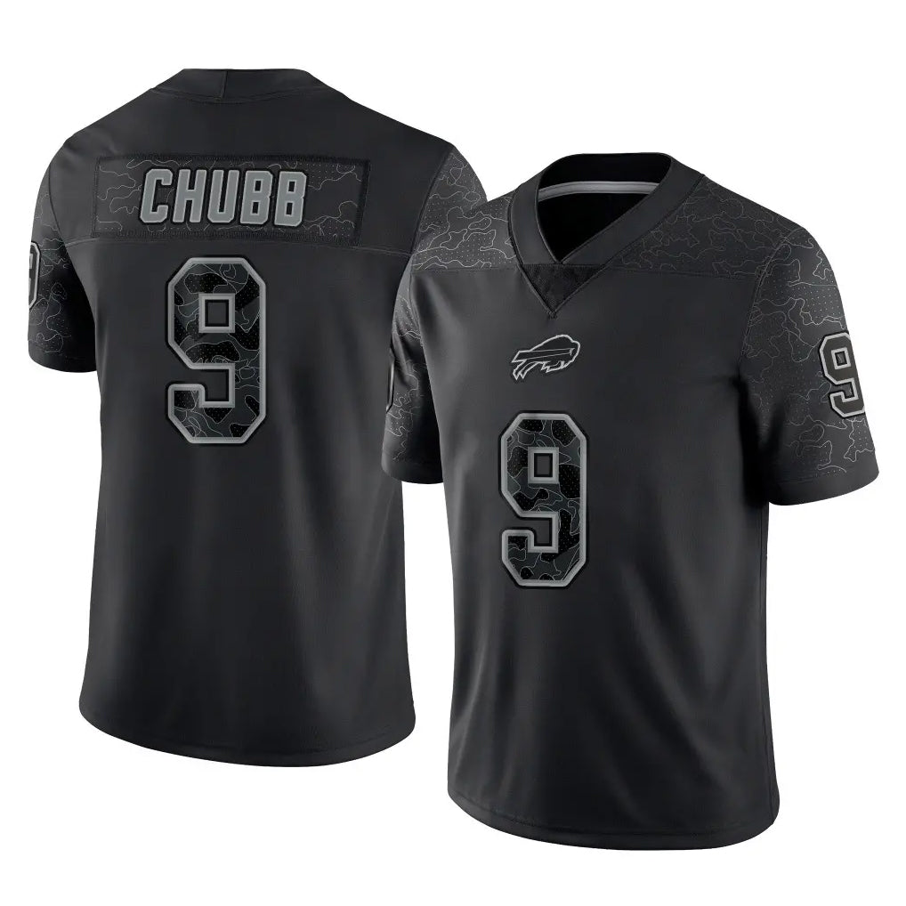 B.Bills #9 Bradley Chubb Player Black RFLCTV Limited Edoa Stitched Jerseys