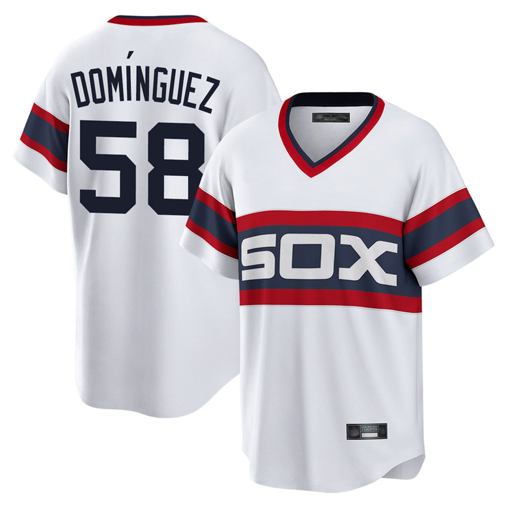 C.White Sox #58 Seranthony Dom¨ªnguez Player White T-shirt Home Game Edoa Stitched Jerseys