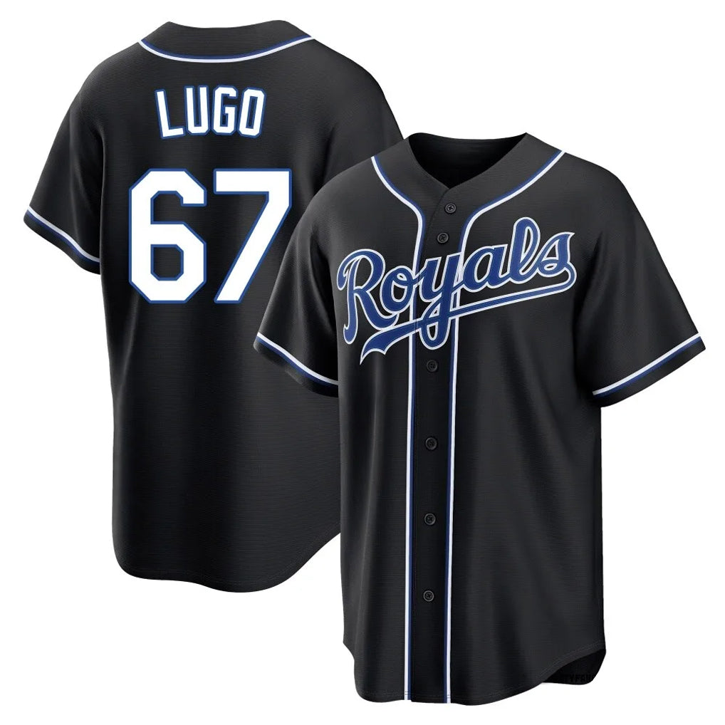 KC.Royals #67 Seth Lugo Player Black Carbon Fashion Home Game Edoa Stitched Jerseys
