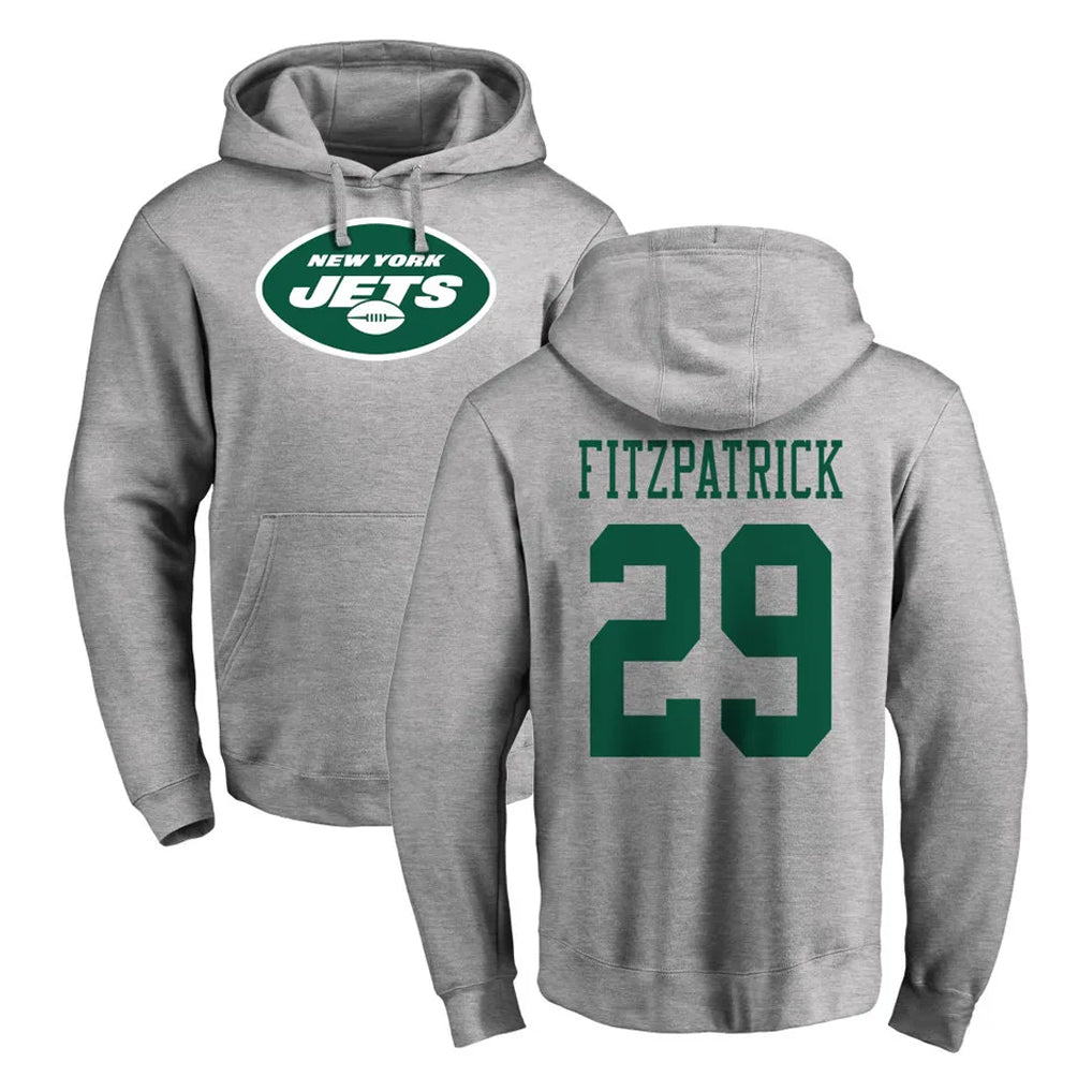 NY.Jets #29 Minkah Fitzpatrick Player Gray LOGO Pullover Hoodies Limited Game Edoa Stitched Jerseys