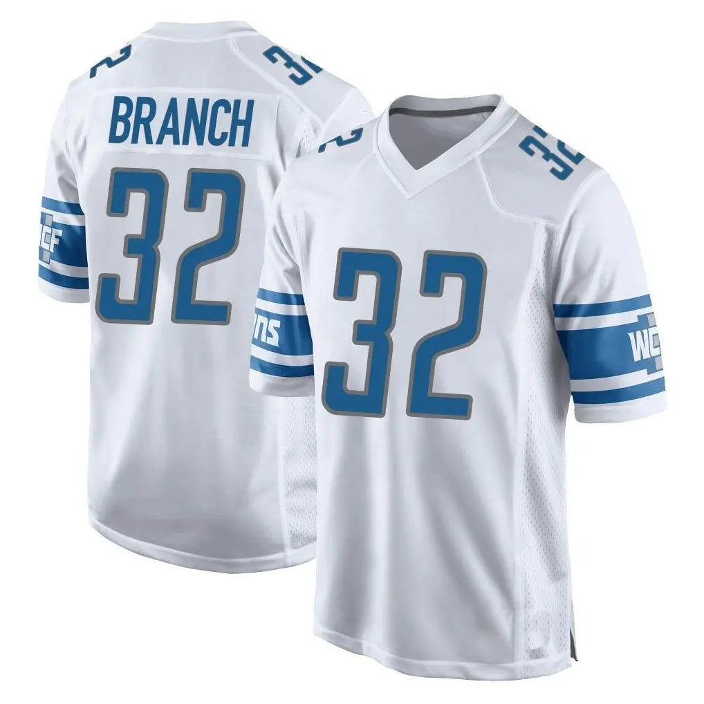 D.Lions #32 Brian Branch Player White Home Game Edoa Stitched Jerseys