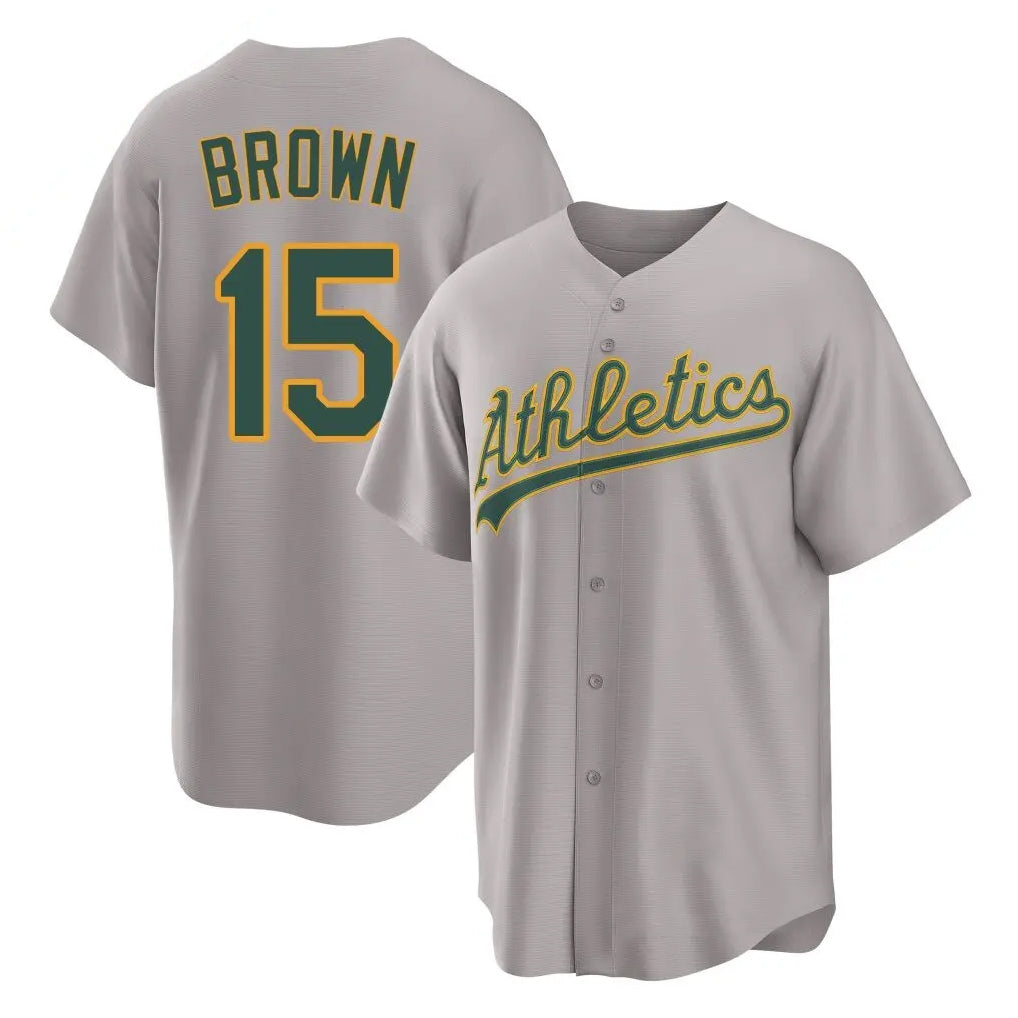 Athletics #15 Seth Brown Player Gray Home Game Edoa Stitched Jerseys