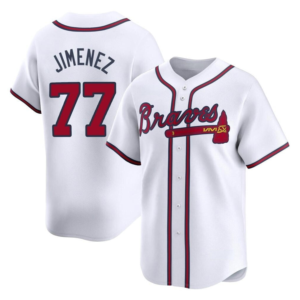 A.Braves #77 Joe Jimenez Player White Limited Home Game Edoa Stitched Jerseys