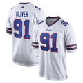 B.Bills #91 Ed Oliver Player White Home Game Edoa Stitched Jerseys