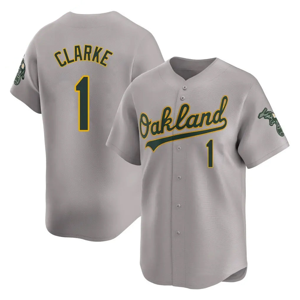Athletics #1 Denzel Clarke Player Gray Road Limited Home Game Edoa Stitched Jerseys