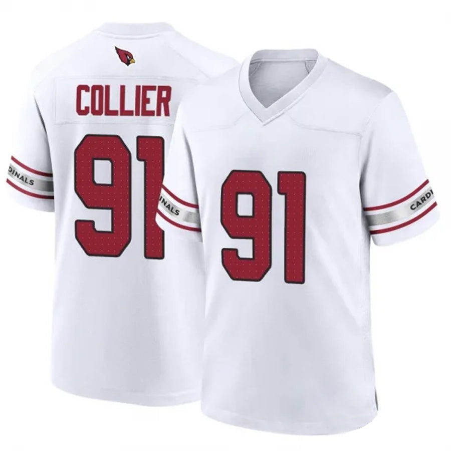 A.Cardinals #91 L.J. Collier Player White Game Home Edoa Stitched Jerseys