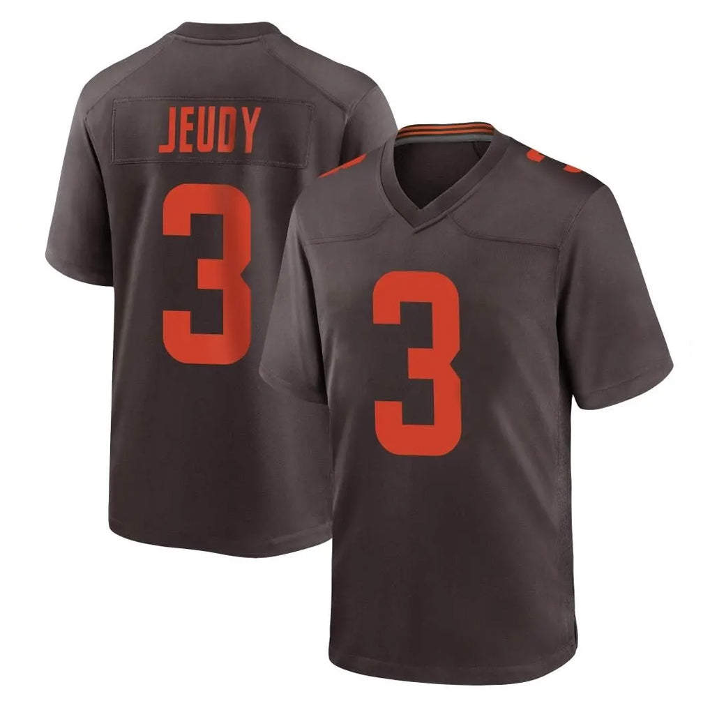 C.Browns #3 Jerry Jeudy Player Brown Alternate Home Game Edoa Stitched Jerseys