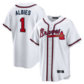 A.Braves #1 Ozzie Albies Player White Home Game Edoa Stitched Jerseys