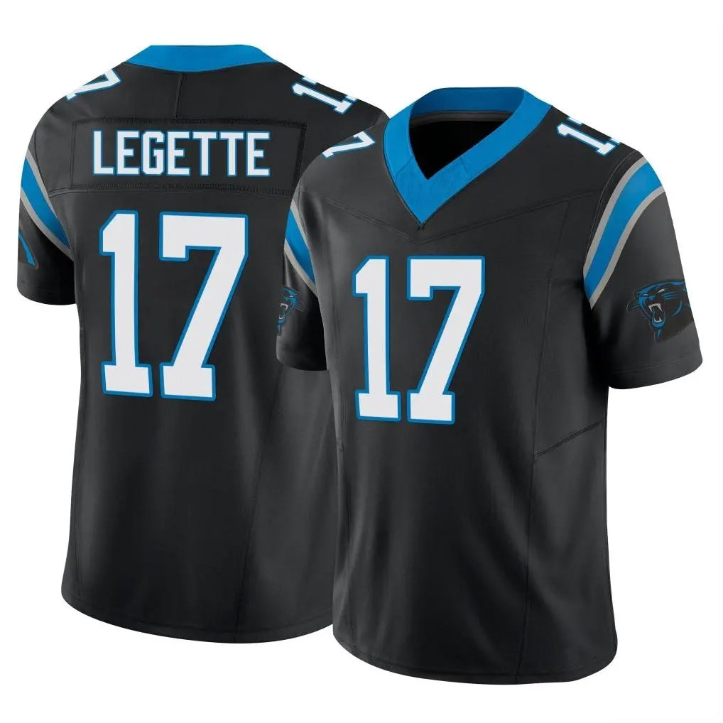 C.Panthers #17 Xavier Legette Player Black Vapor F.U.S.E. Limited Home Game Edoa Stitched Jerseys