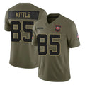 SF.49ers #85 George Kittle Player Olive 2025 Salute To Service Limited Home Game Edoa Stitched Jerseys
