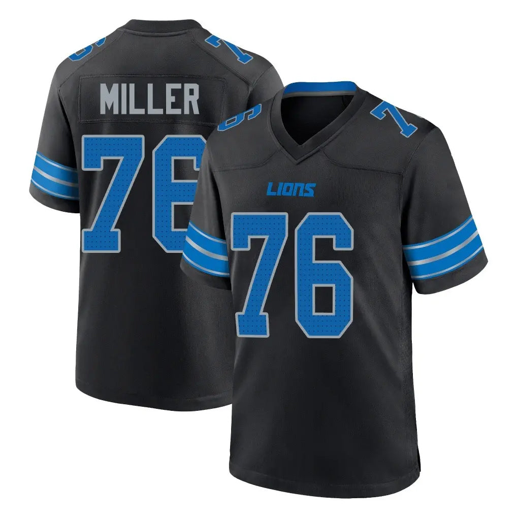 D.Lions #76 Blake Miller Player Black Alternate Home Game Edoa Stitched Jerseys