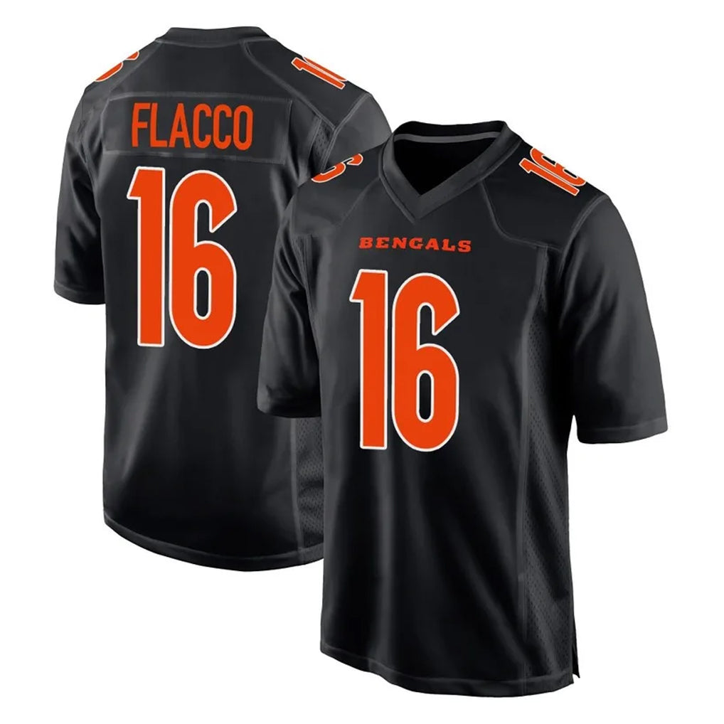 C.Bengals #16 Joe Flacco Player Black Fashion Game Edoa Stitched Jerseys