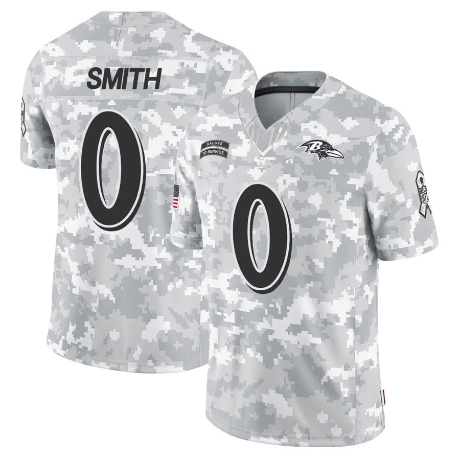 B.Ravens #0 Roquan Smith Player Arctic Camo Salute to Service Limited Edoa Stitched Jerseys